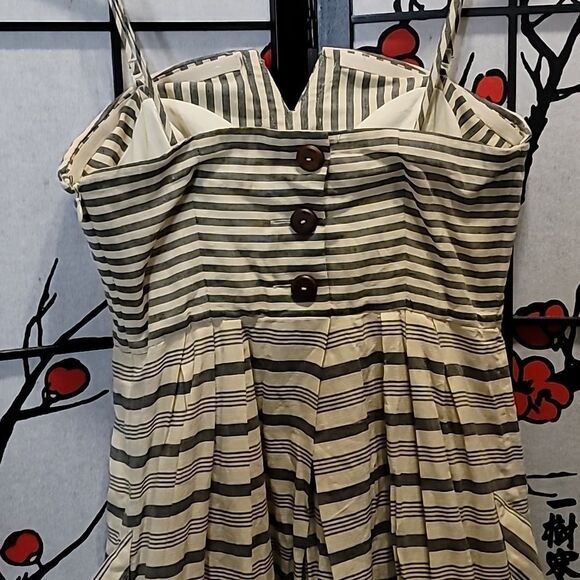 Maeve Strapless Dress with Black and Cream Stripes - Picture 7 of 9